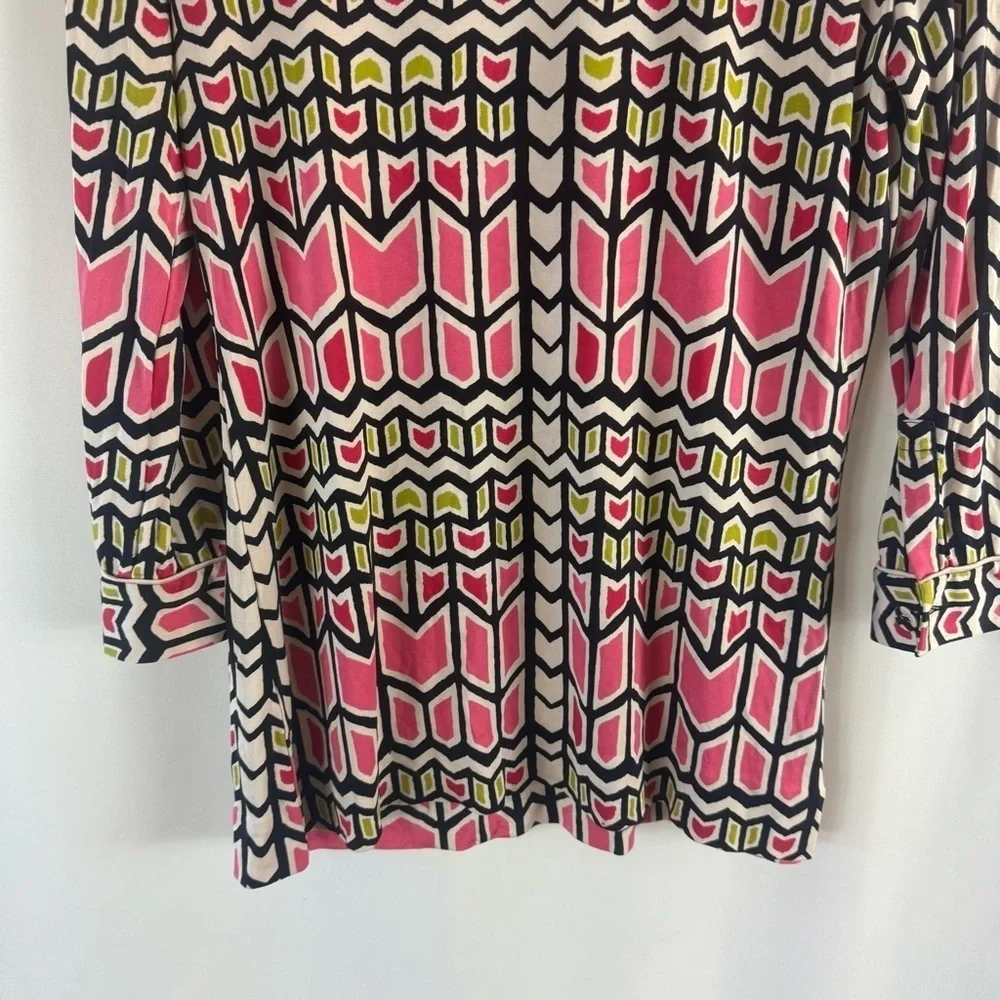Tory Burch Women's 100% Silk Knit Tunic Top Multi Color Beaded Color Sz:M